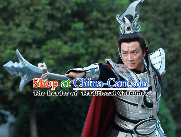 Chinese Stage Performance TV Drama Divine Warrior Costumes Complete Set for Men