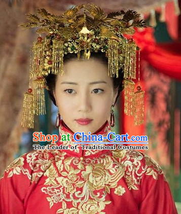 Chinese Traditional Bridal Hair Accessories Hair Sticks Hair Ornaments Chopsticks Gold Hair Pins Hairsticks Oriental Asian Head Jewellery Hair Clips Hair pIeces Hair Style