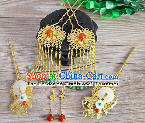 Chinese Traditional Ancient Imperial Hair Sticks Hair Ornaments Chopsticks Gold Hair Pins Hairsticks Oriental Asian Head Jewellery Hair Clips Hair pIeces Hair Style