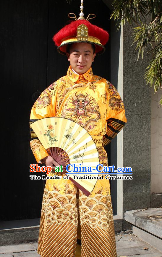 Chinese Emperor Embroidered Dragon Robe for Men