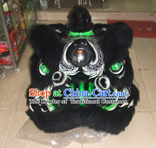 Top Ancient Chinese Zhang Fei Natural Wool Traditional Futsan Style Lion Dance Costumes Complete Set