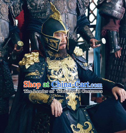 Ancient Chinese Superhero Emperor Fighter Body Armor Costumes Garments Complete Set for Men