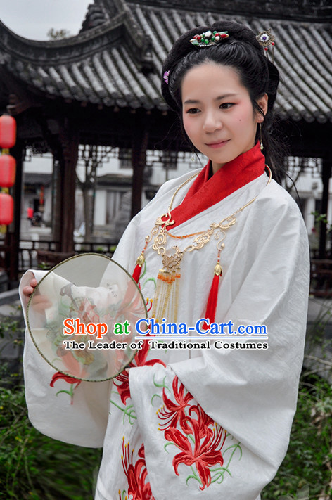 Ancient Chinese Clothing Dress Garment and Hair Accessories Complete Set for Women