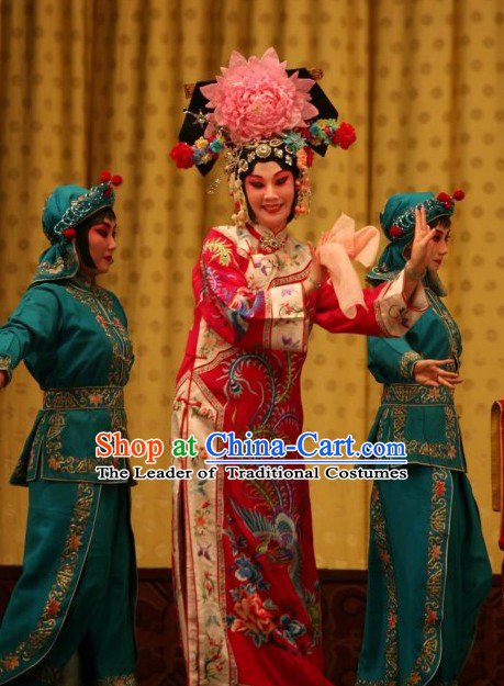 Chinese Beijing Opera Empress Costume and Hair Accessories Complete Set for Women