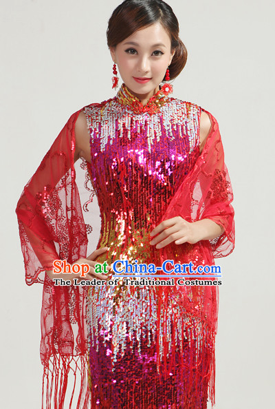 Sleeveless Traditional Handmade Shinning Sequined Cheongsam