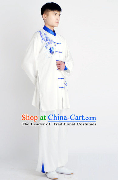 Chinese Traditional Style Martial Arts Summer Wear Kung Fu Embroidered Uniforms for Men Women Children