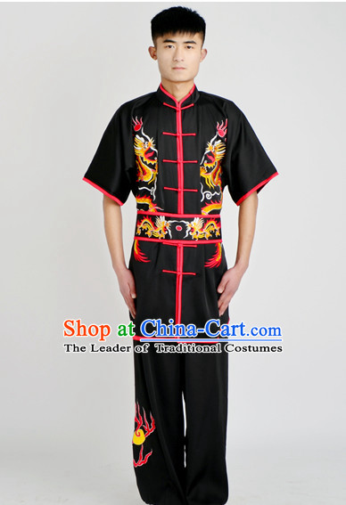 Chinese Traditional Style Martial Arts Summer Wear Kung Fu Embroidered Uniforms for Men Women Children