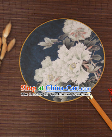 Ancient Chinese Classic Handmade Flower Palace Fan Round Fan Mandarin Fan Gong Shan Dance Fan