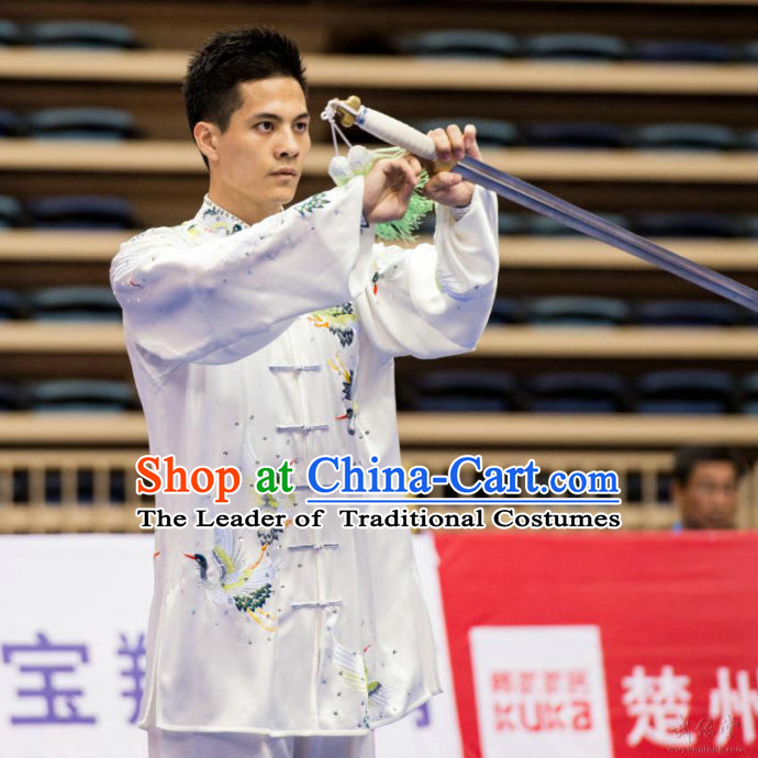 Top Kung Fu Competition Championship Uniforms Pants Suit Taekwondo Apparel Karate Suits Attire Robe Championship Costumes for Men Women Children