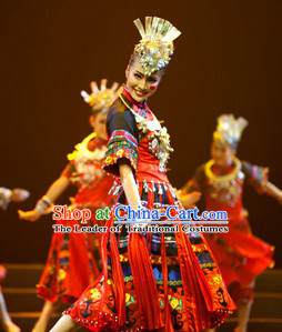 Chinese Traditional Ethnic Dance Dress Dancewear Costumes Dancer Costumes Dance Costumes Chinese Dance Clothes Traditional Chinese Clothes Complete Set for Women