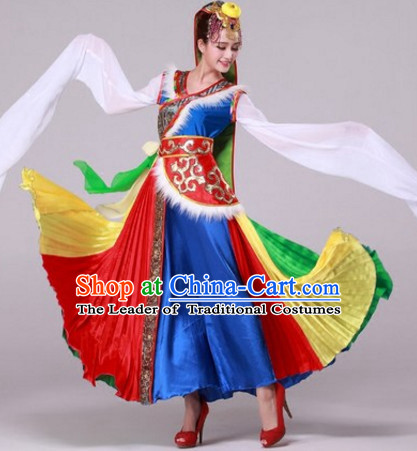 Chinese Stage Mongolian Dancing Dancewear Costumes Dancer Costumes Dance Costumes Chinese Dance Clothes Traditional Chinese Clothes Complete Set for Women Children