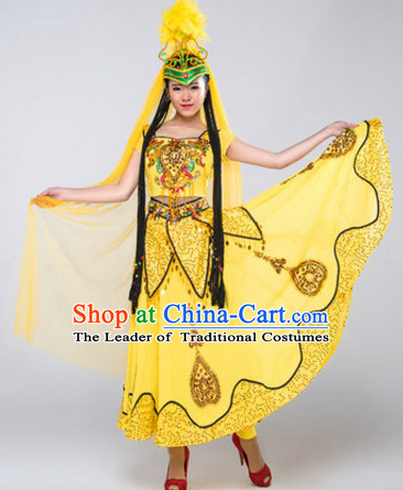 Chinese Stage Xinjiang Dancing Dancewear Costumes Dancer Costumes Dance Costumes Chinese Dance Clothes Traditional Chinese Clothes Complete Set for Women Children