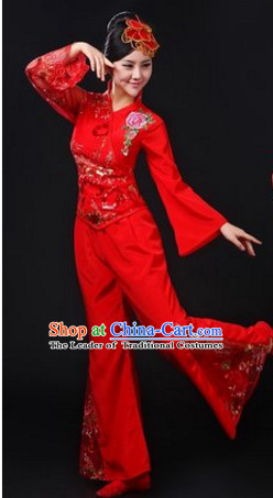 Chinese Traditional Stage Mandarin Dance Dancewear Costumes Dancer Costumes Dance Costumes Clothes and Headdress Complete Set for Women