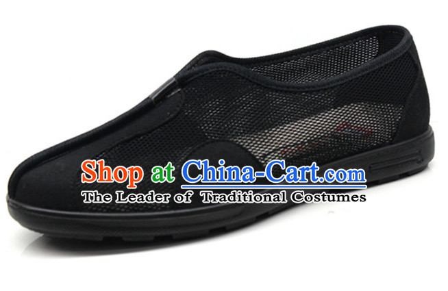 Top Black Chinese Traditional Summer Wear Tai Chi Shoes Kung Fu Shoes Martial Arts Shoes for Men