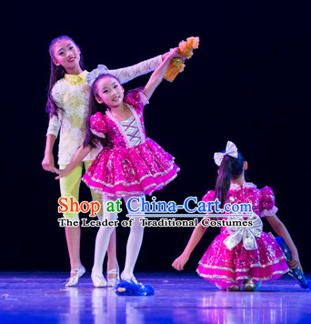 Chinese Traditional School Dance Costumes Complete Set for Kids