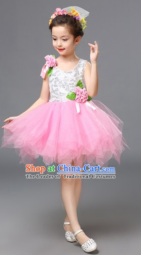 Chinese Primary School Students Dance Outfits Costumes Complete Set for Kids Girls