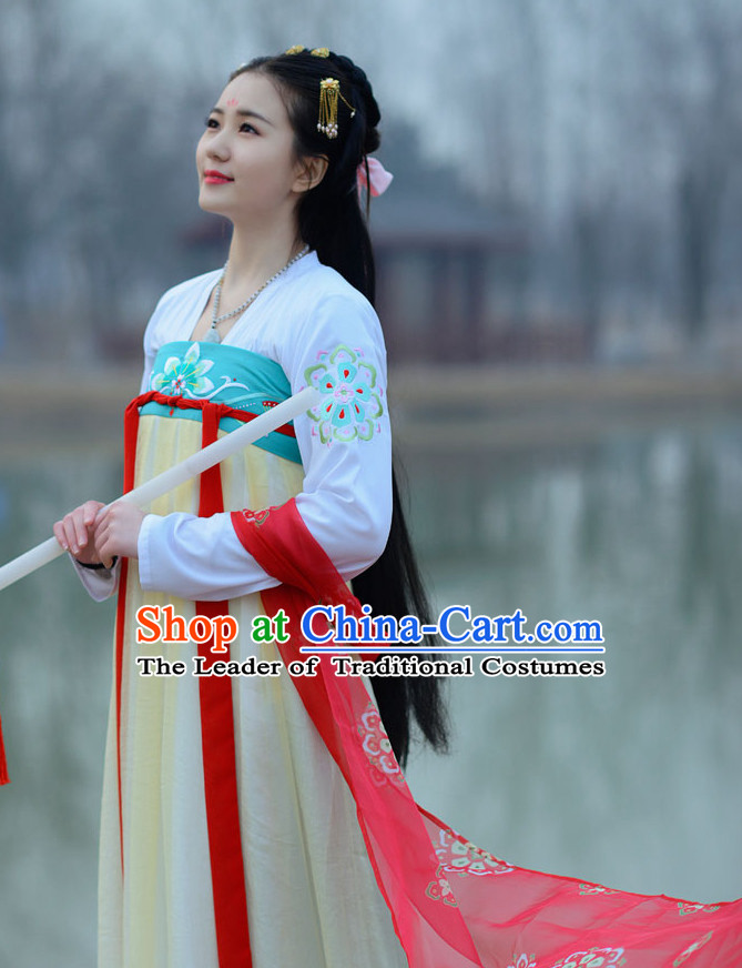 Top Chinese Tang Dynasty Princess Hanfu Clothing Chinese Hanfu Costume Hanfu Dress Ancient Chinese Costumes and Hat Complete Set for Women Girls Children