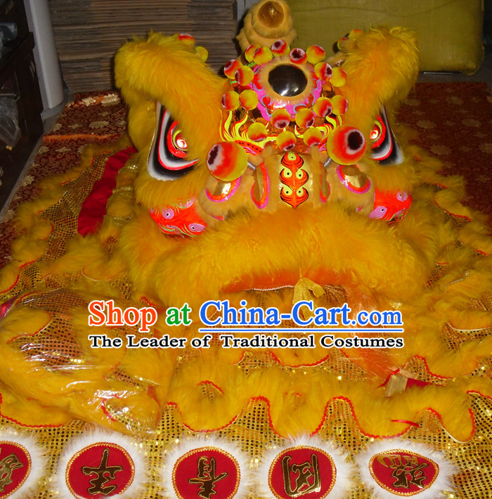 Top Gold Color Competition and Parade Hok San Lion Dancing Costume Complete Set