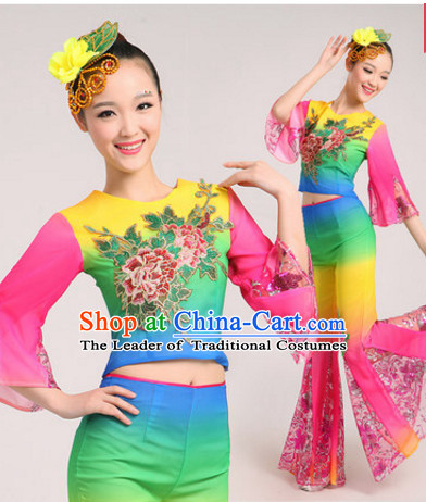 Chinese Classic Dance Costumes Dancewear and Headdress Complete Set for Women or Girls