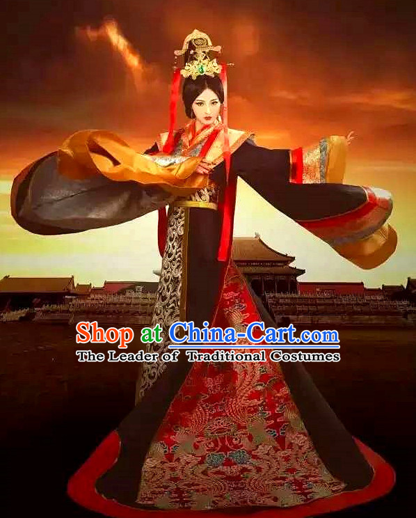 Chinese Ancient Female Empress Clothes and Headdress Complete Set for Women or Girls