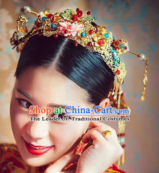 Top Chinese Traditional Wedding Headpieces Hair Jewelry Bridal Hair Clasp Hairpins Set