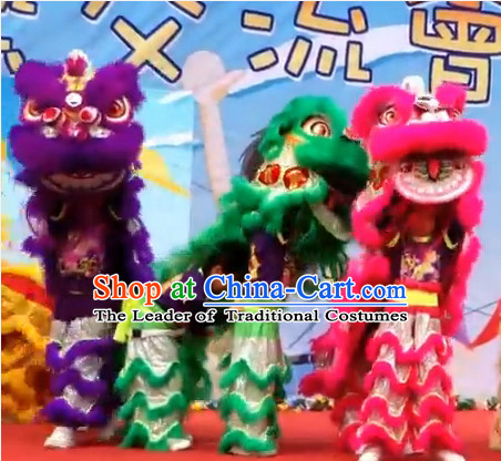 Top 100_ Natural Long Wool School Lion Dance Costumes Complete Set for Teenagers Kids Children Boys Girls