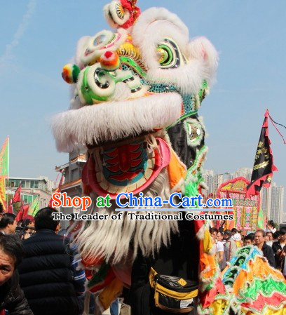 Big Opening Ceremony 100_ Natural Long Wool Lion Dance Equipment Complete Set