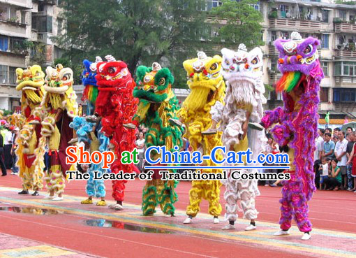 Big Opening Ceremony 100_ Natural Long Wool Lion Dance Equipment Complete Set