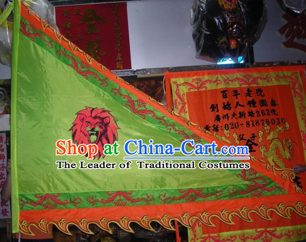 Traditional Chinese Lion Dance Dragon Dance Performance Troupe Big Triangle Banner Giant Flag