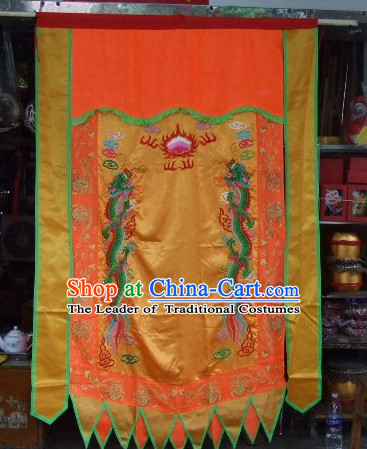 Traditional Chinese Lion Dance Dragon Dance Performance Troupe Big Banner Giant Flag