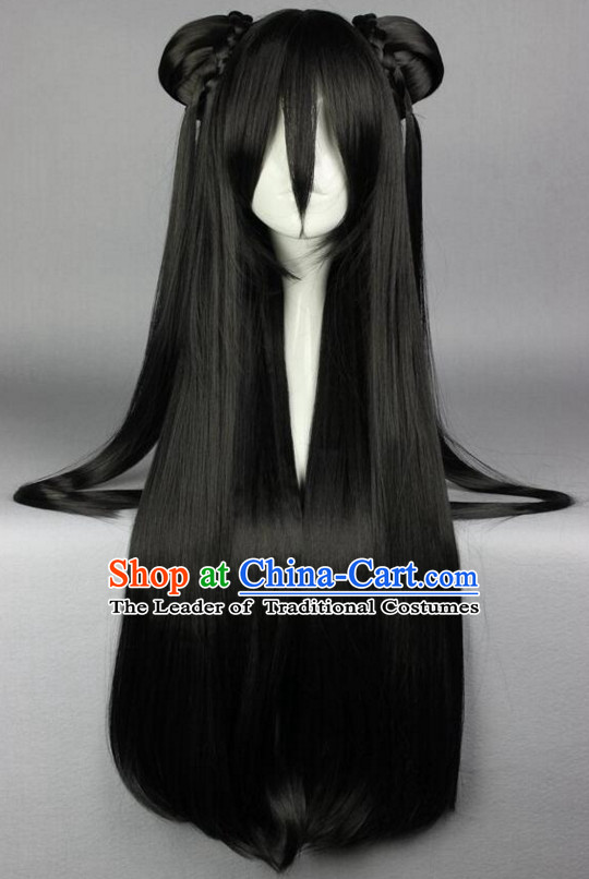 Chinese Ancient Female Style Black Long Wigs