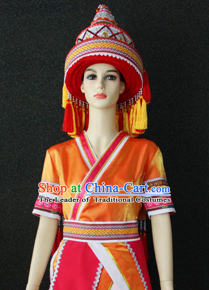 Chinese Nationality Folk Dance Ethnic Wear China Clothing Costume Ethnic Dresses Cultural Dances Costumes Complete Set for Women Girls