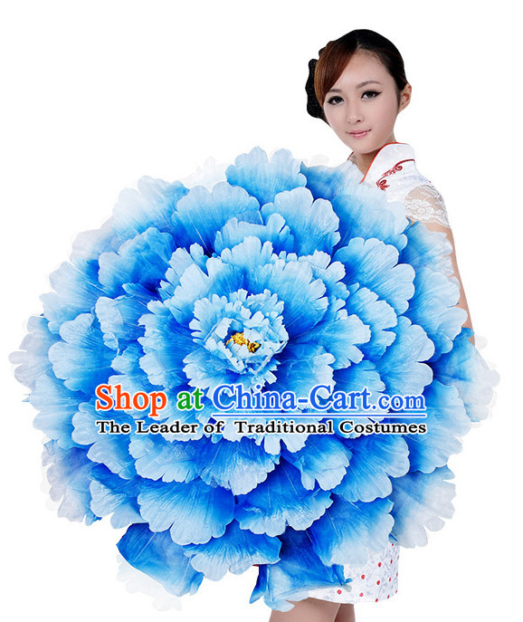 Light Blue Traditional Dance Peony Umbrella Props Flower Umbrellas Dancing Prop Decorations