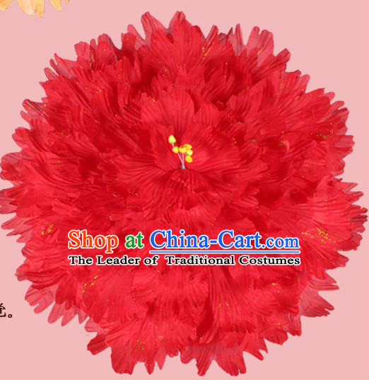 Red Traditional Dance Peony Umbrella Props Flower Umbrellas Dancing Prop Decorations for Kids Children Girls Boys