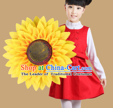 Traditional Dance Sunflower Props Flower Umbrellas Dancing Prop Decorations for Kids Children Girls Boys