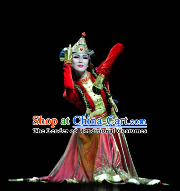 Mongolian Chinese Traditional Dance Costume Folk Dancing Costumes Traditional Chinese Dance Costumes Asian Dance Costumes Complete Set for Women