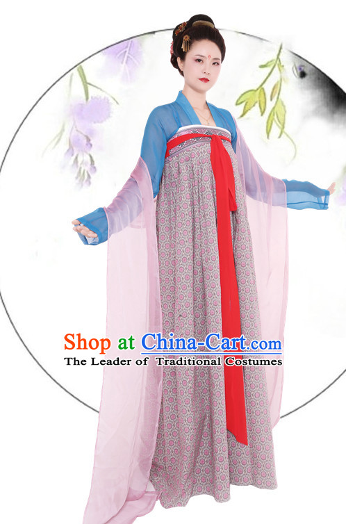 Hanfu Clothing Custom Traditional Tang Dynasty Chinese Hanfu Dreses Han Clothing Hanzhuang Historical Dress and Accessories Complete Set