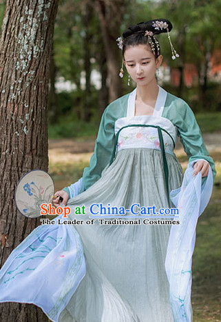 Chinese Traditional Oriental Dress Hanfu Clothing Asian Dresses Fashion Cheongsam Dress China Clothing and Hair Jewelry for Women