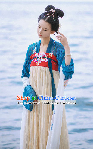 Chinese Traditional Oriental Dress Hanfu Clothing Asian Dresses Fashion Cheongsam Dress China Clothing and Hair Jewelry for Women