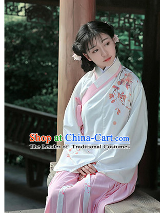 Chinese Traditional Dress Hanfu Costume China Kimono Robe Ancient Chinese Clothing National Costumes Gown Wear and Head Jewelry for Women Girls