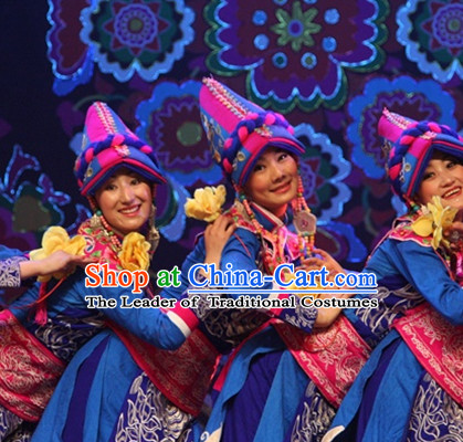 Chinese Miao People Folk Dance Ethnic Dresses Traditional Wear Clothing Cultural Dancing Costume Complete Sets for Women