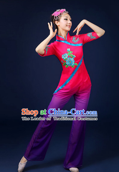 Asian Fan Dance Costume Hand Held Fan Chinese Dancing Ethnic Dance Folk Oriental Dancewear for Women Girls