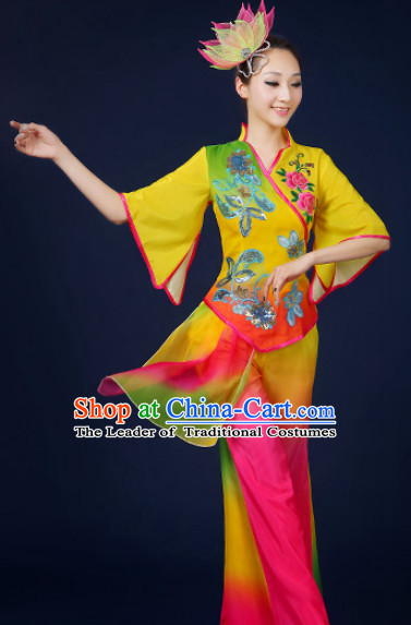 Asian Fan Dance Costume Hand Held Fan Chinese Dancing Ethnic Dance Folk Oriental Dancewear for Women Girls