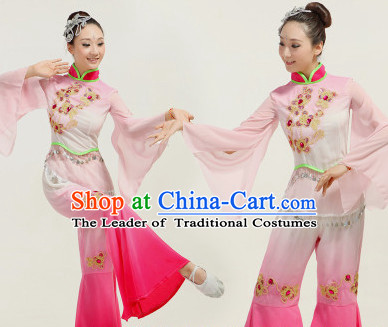 Asian Fan Dance Costume Hand Held Fan Chinese Dancing Ethnic Dance Folk Oriental Dancewear for Women Girls