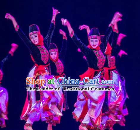 Chinese People Folk Dance Ethnic Dresses Traditional Wear Clothing Cultural Dancing Costume Complete Sets for Women