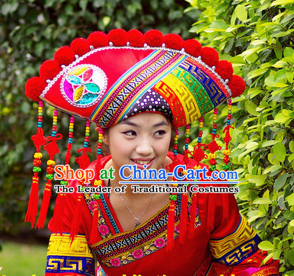 Chinese Ethnic Handmade Guangxi Zhuang Hat for Women