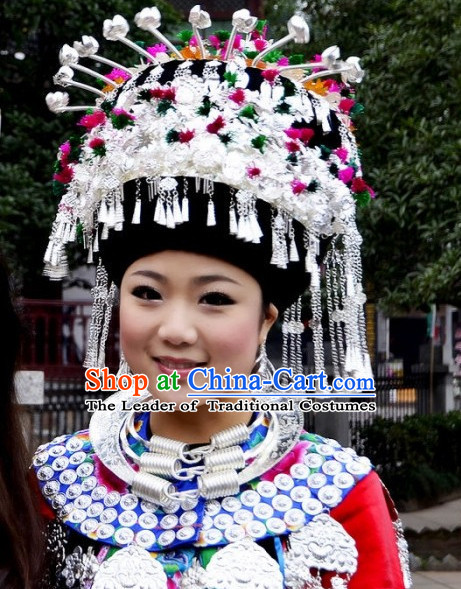 Chinese Miao Tribe Handmade Silver Hat for Women