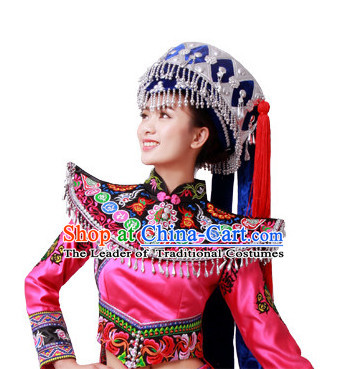 Chinese Miao Folk Dance Dress Clothing Dresses Costume Ethnic Dancing Cultural Dances Costumes for Women Girls