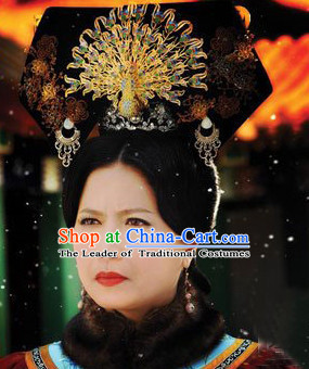 China Qing Dynasty Imperial Royal Quene Hairpins Hair Accessories Hairstyle Wigs Chinese Oriental Hairstyles Headpieces