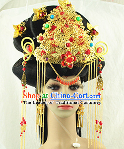 Chinese Imperial Quene Crown Empress Hairpins Hair Accessories Hairstyle Chinese Oriental Hairstyles Headpieces Wigs